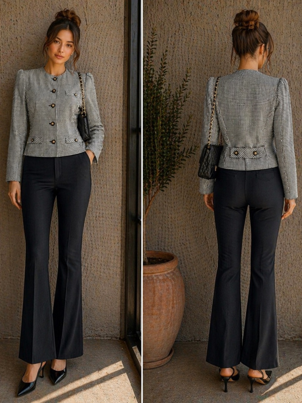 Vintage Black and White houndstooth blazer